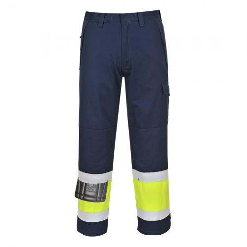Hi-Vis MODAFLAME housut, keltainen/tummansininen, normaali, koko L